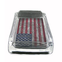 Vintage American Flag Glass Ashtray D7 4&quot;x3&quot; United States of America - £40.15 GBP