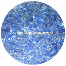 18&quot; Exclusive Marble Coffee Table Top Lapis Lazuli Mosaic Inlay Outdoor Decor - £300.53 GBP