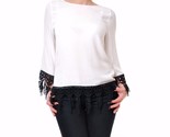 FOR LOVE &amp; LEMONS Damen Bluse Elegant Spitze Stilvoll Langarm Weiß Größe XS - $44.79