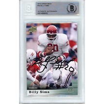 Billy Sims Oklahoma Sooners Signed 2013 Upper Deck OU Beckett BGS On-Car... - $98.97