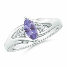 ANGARA Marquise Tanzanite Split Shank Ring with Diamonds for Women in 14K Gold - £639.97 GBP