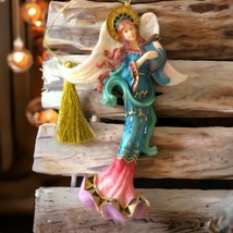 2000 Lenox Angel of Glory Ornament Holiday Christmas Holding Harp Colorf... - $19.78