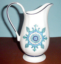 Lenox Mediterra Footed Large Creamer 7.25&quot;H Pitcher 20oz. Blue Tile Motif New - £25.24 GBP