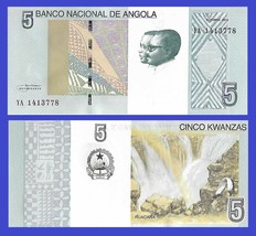 Angola P151A,5 Kwanzas Ricamo/Ruacana Cascata UNC 2012 UV, W / M, Immagine - £0.91 GBP