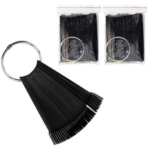 2Pcs Black Fan Shaped False Nail Tips Display With Metal Ring Holder And Screw - £12.78 GBP