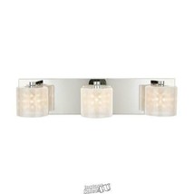Pommercy Place Collection 3-Light Chrome Vanity Light With Sand Blasted Glass - £59.58 GBP