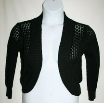 Carolyn Taylor Misses SMALL Black Cardigan Sweater Long Sleeve Open Weav... - $9.77