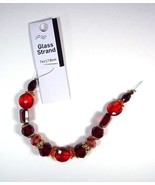 Jesse James 7&quot; glass beads strand Red &amp; goldtone NEW - $7.95