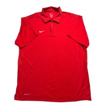 Nike Shirt Mens XL Red Dri-Fit Short Sleeve Polo Polyester Swish Logo - £15.27 GBP