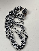 Vintage Multistrand Tiny Black &amp; White Glass Bead Necklace – 17 inches in length - £13.18 GBP