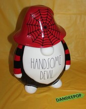 Rae Dunn Handsome Devil Gnome Seal Tight Ceramic Canister Halloween Spider Web - £78.29 GBP