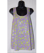 No Boundaries Lavender w/Green Hearts Sequin Top Zip Back Size: L - £7.96 GBP