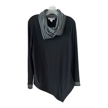 Joseph Ribkoff Women’s Size 14 Black Asymmetrical Top | Striped Cowl Nec... - $37.00