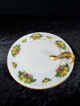 Vintage NAPPY Handled dish Made In Bavaria 7&quot; handpainted Peaches Blueberries - £6.87 GBP