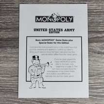 United States Army Monopoly Board Game RULES ONLY! Replacement Parts Edition - $3.99