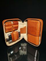 Brizard and Co Tan Lizard Leather Traveler with cutter and lighter NIB image 3