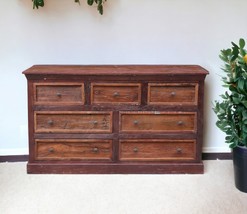 64" Brown Distressed Solid and Reclaimed Wood Seven Drawer Double Dresser - $2,574.17 CAD