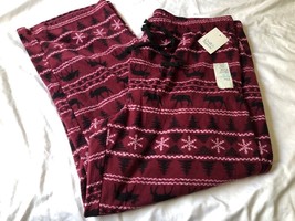 Men&#39;s Microfleece Sleep Pajama Pants size XXL Moose Snowflakes - £14.19 GBP