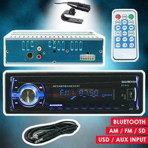Car Stereo Audio Radio Receiver w/ Bluetooth In-Dash FM SD USB MP3 + Aux Cable - £49.43 GBP