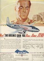 2 Martin 202 Aircraft Magazine Ads 1950's The Airlines Gain You Time Tim... - $17.82