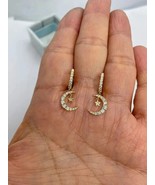 Women&#39;s Drop Dangle Earrings Round Cut Simulated Diamond 14K Yellow Gold... - $89.64