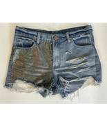 Unif Chainmail Mesh Distressed Sz 29 High Waisted Denim Cutoff Shorts jeans - £19.46 GBP