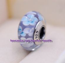 925 Sterling Silver Handmade Glass Lampwork Lavender Murano Glass Charm ... - £3.30 GBP