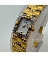 VTG Bulova Quartz Watch 98R64 Women Real Diamonds Gold Tone Rectangle Ne... - £45.89 GBP