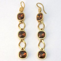 Rebecca Rose Gold Plated Long Earrings with Brown Crystals - £167.32 GBP