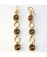 Rebecca Rose Gold Plated Long Earrings with Brown Crystals - £168.07 GBP