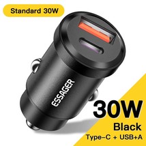 Essager 30W USB Car Charger Quick Charge4.0 QC PD 3.0 SCP 5A USB Type C Car Fast - £15.51 GBP