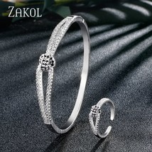 ZAKOL Romantic Micro Inlay Cubic Zirconia Butterfly Openwork Bracelet Ring Set f - £18.83 GBP