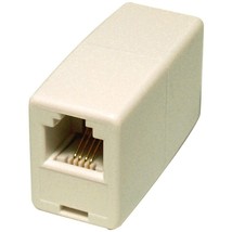 1 Telephone Line Cord COUPLER Almond Modular F/F connect rj-11 rj-14 6P6... - $17.75
