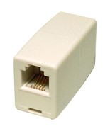 1 Telephone Line Cord COUPLER Almond Modular F/F connect rj-11 rj-14 6P6... - $17.57