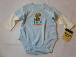 Osh Kosh B&#39;Gosh Baby Boys Bodysuit One Piece Long Sleeve Snack Asaurus NWT - $12.86