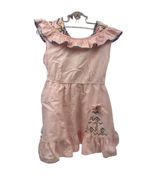 Vintage Girls Dress Embroidered Cross Stitch 1940&#39;s 1950&#39;s Pink Ruffle Sash - $28.00