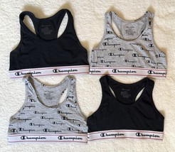 Champion Girls Sports Bra Pack Lot of 4 Black Gray Size Small (8-10) - $11.88