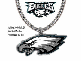 Large Philadelphia Eagles Necklace Nfl Football 24&quot; Steel Chain Limited Supply&#39; - $20.76