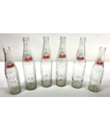 Lot of 6 Vintage Pepsi-Cola Swirl Texture Glass Bottle Pepsi 1960s 16 &amp; ... - $67.82 CAD