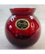 Vintage Anchor Hocking Lancaster Ohio Royal Ruby Anchorglass Round Vase 4&quot; - £14.12 GBP