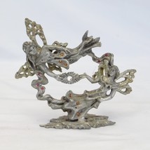 Sunglo Denicolo Pewter 2 Fairy Figurine Swarovski Crystal 1992 F3979 - $19.59