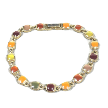 Liz Claiborne Bracelet Multi Color Glass Stone Gold Tone Link 7.4&quot; Fashion - $16.00