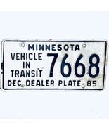 1985 United States Minnesota In Transit Dealer License Plate 7668 - £14.82 GBP