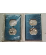 Metal Wall Plate Double Switch Outlet Cover brushed Nickel Blue New 2 pack - $213.37 MXN
