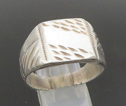 925 Sterling Silver - Vintage Etched Lines Square Signet Ring Sz 13 - RG... - £59.73 GBP