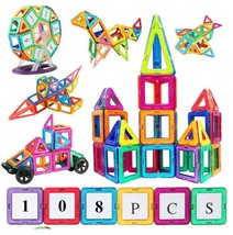 108Pcs Construction Magnetic Tiles Building Connecting Block for Kid Toddler Toy - £39.95 GBP