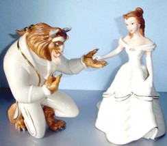 Lenox Disney Beauty &amp; The Beast 2 Figurines My Hand My Heart is Yours Belle New - £335.66 GBP