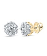1/2 ctw 10K Yellow Gold Round Diamond Flower Cluster Earrings - $1,974.38 CAD