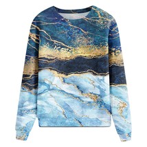 Sweatshirt Women Print Round Neck Casual Fit Pullover Tops Long Sleeve Shirts Da - £47.89 GBP