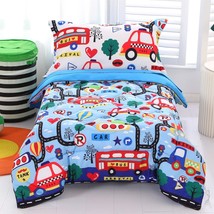 Car Toddler Bedding Sets For Boys Blue, Premium 4 Piece Car Toddler Bed ... - £47.68 GBP